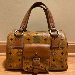 MCM Boston Cognac Leather Bag EUC